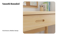 children's Wooden Desk and Chair Set Space Saving Solid Wood Student Writing Desk Rounded Edges children's Study Table with Drawer for Homeschooling