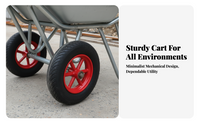 Duty Garden Cart with Tyres, Steel Frame Hand Cart for Construction, Large Capacity Outdoor Trolley for Waste Removal and Garden Projects