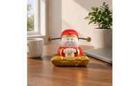 Smiling Wealth God Figure Spring Wire Wealth Deity Statue Small Size Feng Shui Ornament
