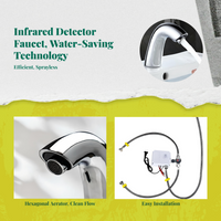 Touchless Bathroom Sink Faucet, Infrared Sensor, Silver