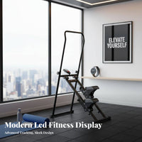 Anti-Slip Pedals Foldable Climbing Machine LED Monitor Foldable Cardio Climber Heavy-Duty Construction Home Fitness Stepper Stable Triangular Structure for Beginners, Adults, Seniors, Indoor, Small Apartments, Strength Training, Living Room