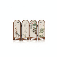 Tabletop Folding Screen Ebony finishTone House Decoration Printed Artwork