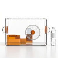 Large Hamster Cage with built-in Silent Exercise Wheel, Transparent Hamster Habitat, Portable Syrian Hamster Cage Case