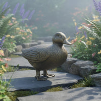 2 Pieces Cast Iron Duck Sculpture Handmade Look Duck Garden Statue Heavy Duty