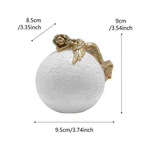 Resting Moon Ornament Soft Glow Moon Figurine Lamp Hand-Painted Look Decorative Lighting for Desk, Nightstand