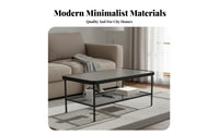 2-Tier Glass Top Table Modern Design 2-Tier Fluted Glass Table Minimalist Living Space Design Room Furniture for Homeowners, Adults, Lounge Area