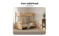 Solid Wood Bunk Bed Space-Saving Design Childrens Wooden Bed Guardrail Bedroom Furniture for Children, Kids, Small Areas, Dormitory, Apartment