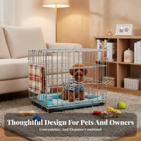 Easy to Clean Foldable Wire Dog Enclosure Installation-No-Assembly Collapsible Pet Kennel with Tray Escape-Proof Lock Indoor Metal Cat Enclosure Multi-Level for Travel
