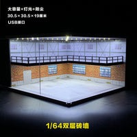跨境1/64双层展厅拼装小比例合金车车模场景大尺寸停车场模型收纳