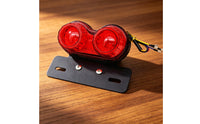 High Visibility Motorcycle Tail Light with Bracket Bright Dual Round Tail Light Long-Lasting Universal for Custom Bike Builds