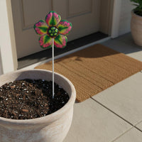 4 Pieces Garden Flower Stake Weather-Resistant Colorful Metal Flower Yard Stake