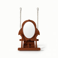 Compact Bird Mirror with Perch and Slow Feeder Rounded Parrot Mirror with Feeder Shatterproof Interactive Bird Toy Sturdy for Budgies