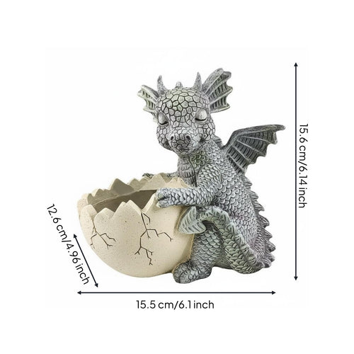 Dragon Planter Decorative Ornament Young Dragon Statue Pot Fantasy Theme Resin Pot for Balcony, Patio, Desktop
