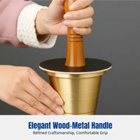 Cantonese Solid Brass Mortar, Hand Polished, Wide Mouth, Thick Base