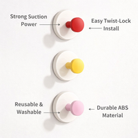 Kitchen Hook for Organization with a Single in a Vibrant Pink Color, Heavy Duty Suction Cup for Students in a Cartoon Style