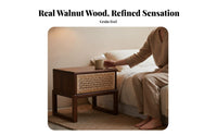 Rattan Drawer End Table Zen-inspired Design Nightstand Vintage Inspired Minimalist for Homeowners, Renters, Hallway