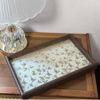 Floral Tray Multipurpose Walnut Frame Tray Easy to Clean for Tabletop