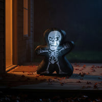 Large Inflatable Skeleton with LED Lights Freestanding Halloween Inflatable Skeleton Scary Easy to Store for Yard, Porch