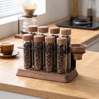 Coffee Bean Storage Rack Single Dose Display Stand, with Funnel Freshness Organizer for Baristas