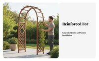Anti Climbing Plant Trellis Arch Weather-Resistant Climbing Plant Arch Long-Lasting Wooden Arbor with Planters Sturdy Construction for Gardeners, Homeowners, Event Planners, Courtyard, Backyard, Yard