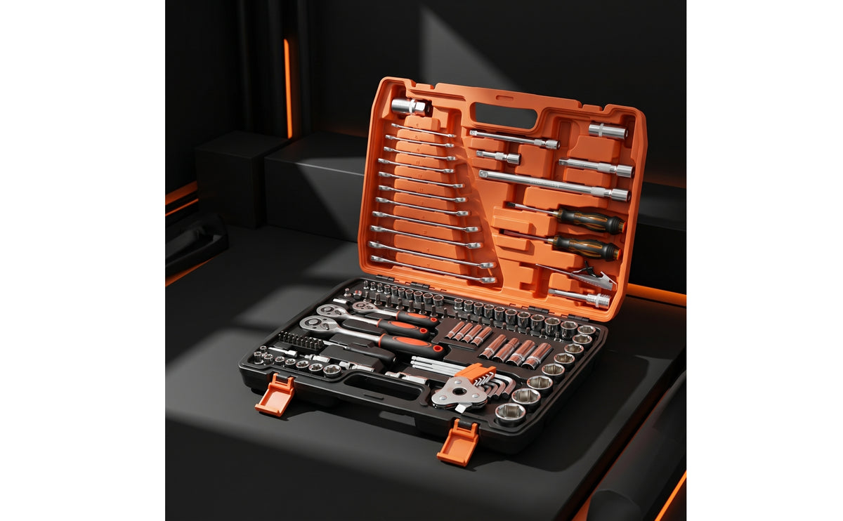 121 Pieces Automotive Repair Tool Kit  -Finished Repair Specialist Tool Kit with Case Organized Socket Ratchet Wrench Set with Case for Home Mechanics, Garage