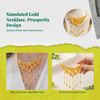 Gold Floral Gourd Locket Necklace, Statement Layered Choker, Elegant Wedding Jewelry Gift