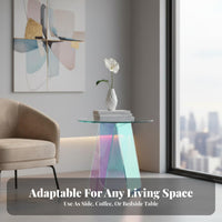 Iridescent Circular Table Rainbow Effect Circular Iridescent Stand Light Luxury Design Space-Saving Size for Homeowners, Balcony