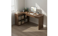 Space Saving Study Table and Bookshelf Combo Large Capacity Storage Corner Computer Desk with Hutch Wide Desktop Office Furniture Sturdy Construction for Students, Bedroom