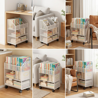 Under-Desk Storage Shelf with Wheels, Mobile Bookshelf for Office or Study, Multi-layer Organizer for Books and Bags