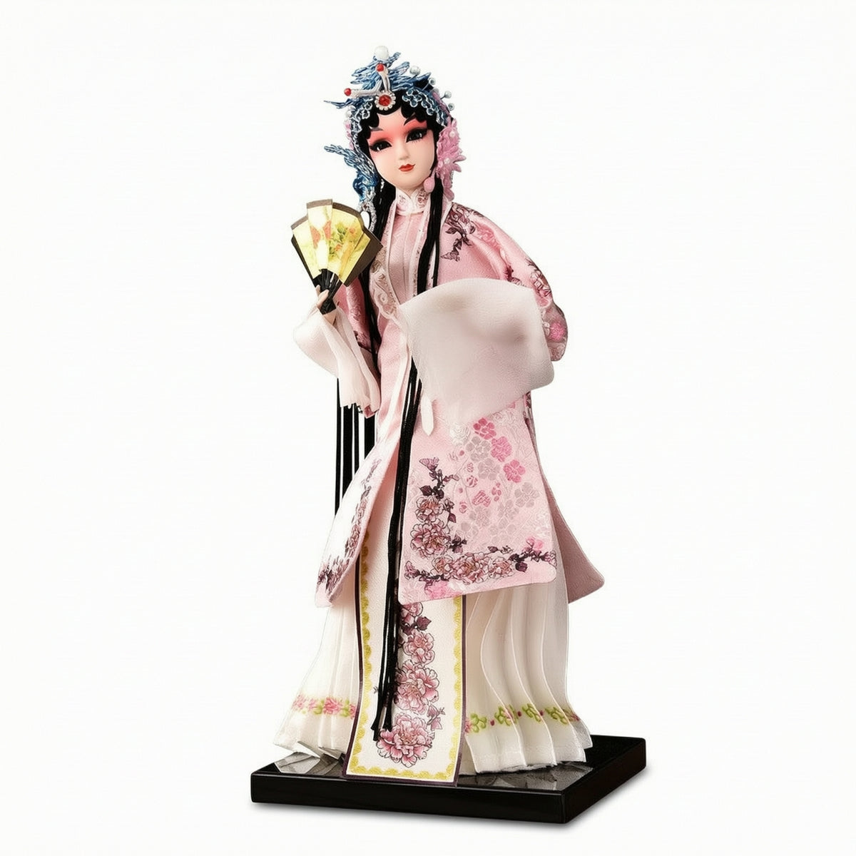Chinese Opera Figurine Cultural Figurine with Display Base Detailed Traditional Chinese Doll for Desk, Shelf