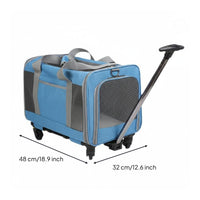 Rolling Cat Carrier Suitcase Telescopic Handle Cat Carrier with Wheels Portable Travel Accessory for Airline