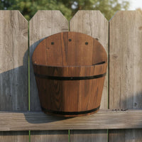 Hanging Wooden Barrel Planter Decorative Half Barrel Wall Planter for Gardeners