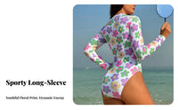 Long Sleeve Swimsuit Form-Fitting Fit women's Wave Ing Suit Sun Protection Bathing Suit Quick-Dry Material Zip Front Wave Suit