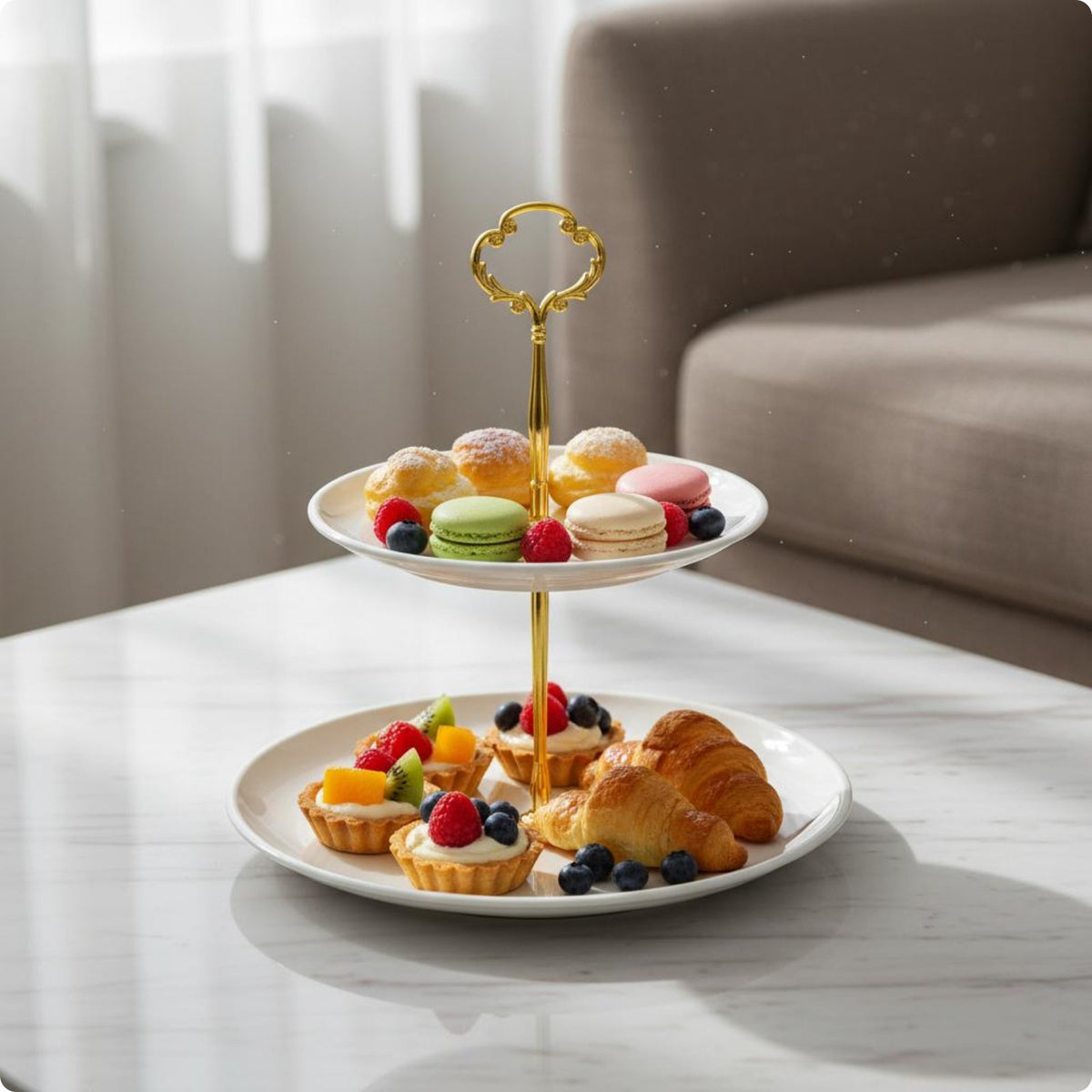 Gold Stainless Steel Dessert Stand Easy to Clean Fruit Display Stand Wobble