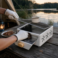 Square BBQ Grill Multi-functional Charcoal Barbecue Stove Outdoor Courtyard Portable Camping Cooker for Tea Brewing