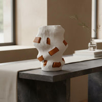 Leather Vase Creative Design Irregular Vase Handcrafted Look Home Decor for Lobby Area, Guest House