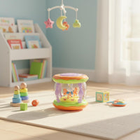Infant Hand Pat Drum Early Educational Infant Hand Drum Multifunctional Musical Rotating Display Toy for Infants, Young Children, Bedtime