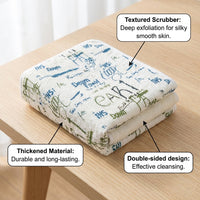 Exfoliating Wash Cloth Double Sided with Loofah, Korean Washcloth for Adults Bathing, Thickened Textured Surface Back Scrubbing Towel