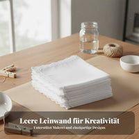 White Cotton Handkerchief Paintable Surface White Lace Handkerchief Reusable