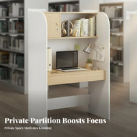 Single Person Study Cubicle Study Carrel Study Furniture Individual Learning Station with Privacy Screen and Storage Suitable for Student Dormitory Home Workspace Library Office