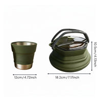 2 Pieces Collapsible Silicone Kettle and Cup Set Heat Resistant for Road Trips