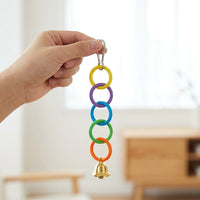 Bird Climbing Toy with Assorted hued rings and Bells, Bird Climbing Rings for Parrot Cage Enrichment, Small Bird Toys for Fun