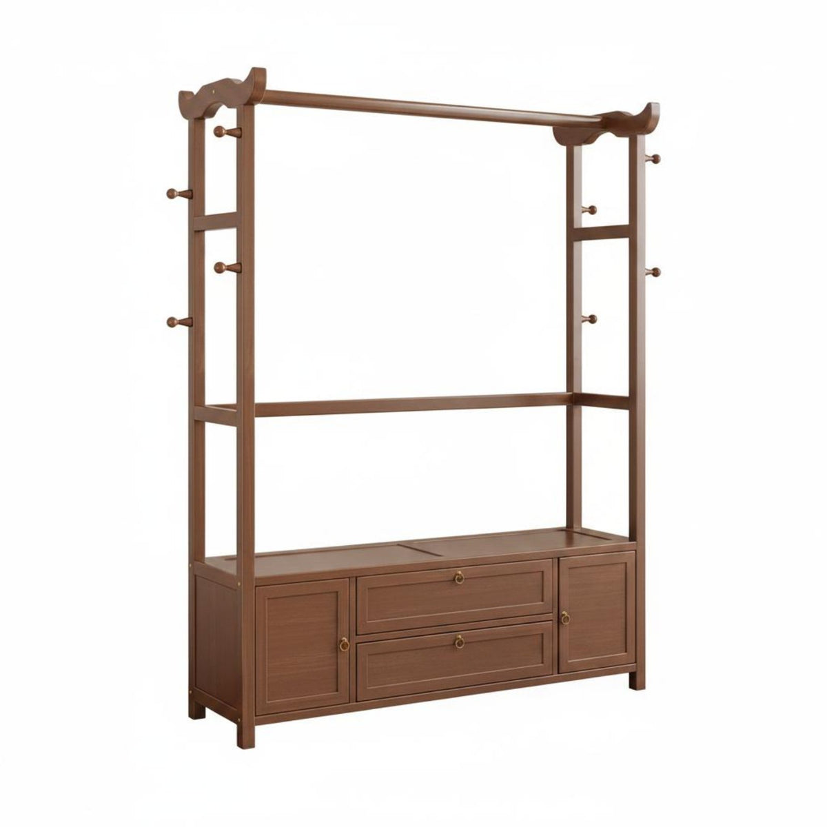 Freestanding Clothes Rack with Cabinet Large Capacity Wardrobe Organizer with Drawers and Shelves Space Saving Coat Stand with Storage for Closet