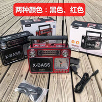 跨境外贸便携式收音机带灯带时钟蓝牙插卡收音机USB插卡音箱多波