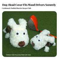 Novelty Dog Golf Headcover | Soft furry knit Exterior, Thick Padded Protection, luxurious Golf Club Cover