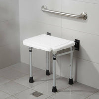 Folding Wall Mount Bath Seat 4-Leg Support Wall Mounted Shower Stool Heavy Duty Foldable Bathing Stool for Elderly Women