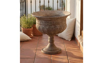 Urn Planter Flared Opening Urn-Shaped Planter Stone-Look Pedestal Vase for Courtyard, Balcony