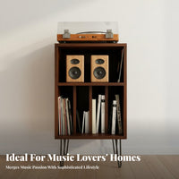 Vinyl Record Storage Cabinet Solid Wood Material Turntable Stand with Record Storage Large Capacity Mid-Retro Modern Console for Living Room, Bedroom