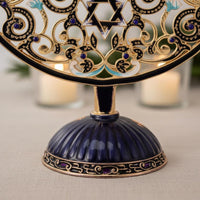 9 Branch Hanukkah Menorah Vintage Design Metal Nine Arm Candle Holder Colorful