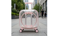 Transparent Rolling Pet Carrier Hard Shell Pet Carrier with Wheels Ventilated Telescopic for Travelers, Travel, Vet Visits, Park Walks